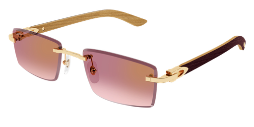 Cartier Ct0582s 002 Sunglasses with gold frame and gradient lenses on a white background